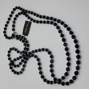 Cookie Lee Jet Glass Bead Necklace